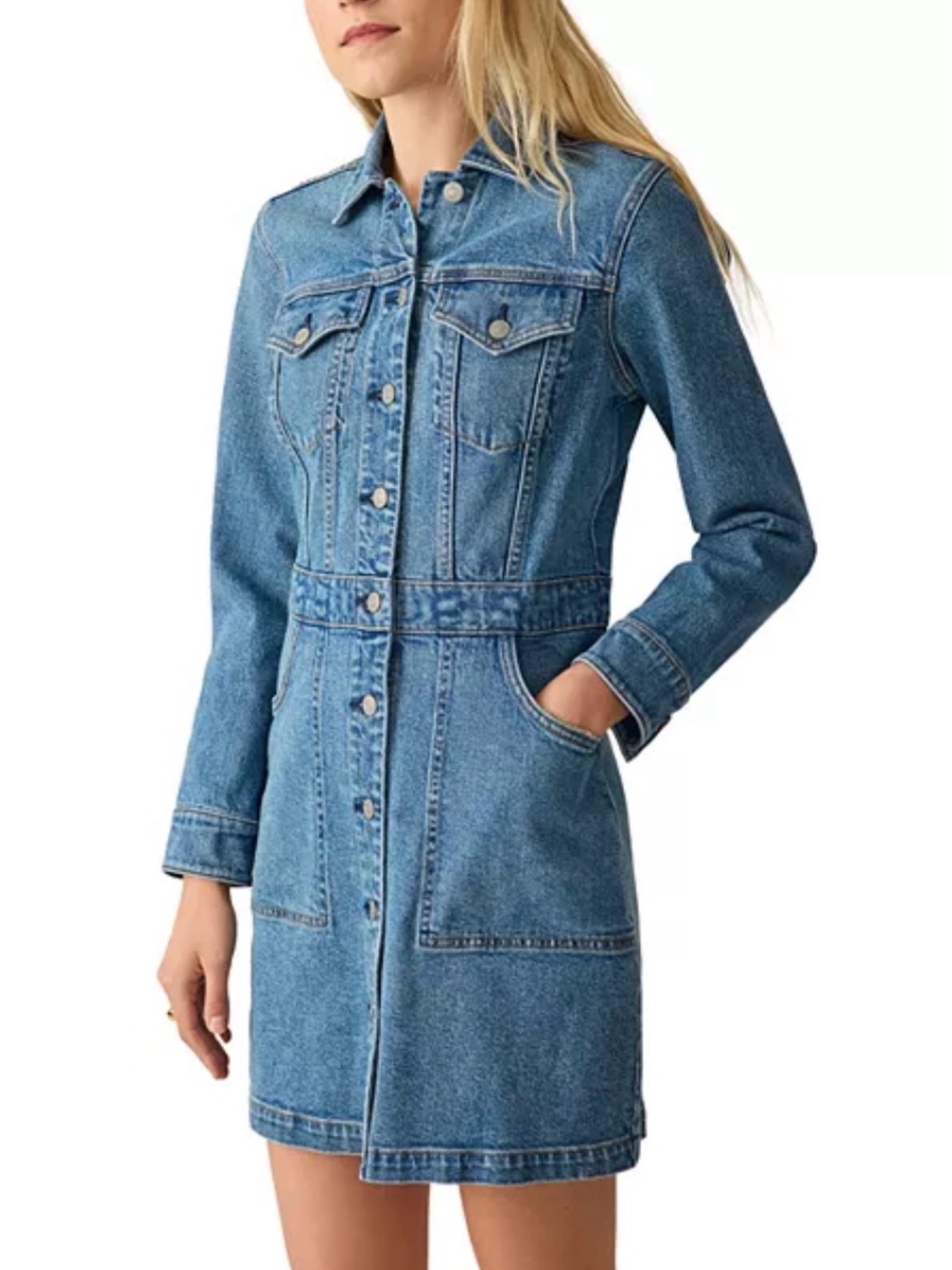 Faherty Michelle Denim Button-Front Jacket Dress